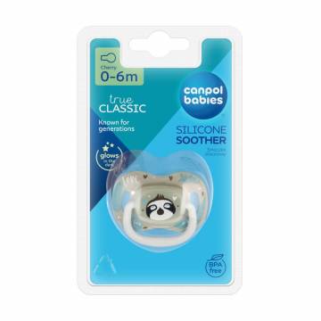 Пустышка круглая силиконовая Canpol Babies Exotic Animals Линивец, с рождения до 6 месяцев, 1 шт (34/933_leni)