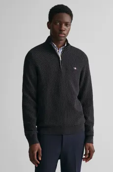 Мужская темно-серая кофта COTTON TEXTURE HALFZIP Серый XXL Gant 8030172