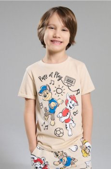 Бавовняна футболка з принтом PAW Patrol - бежевий