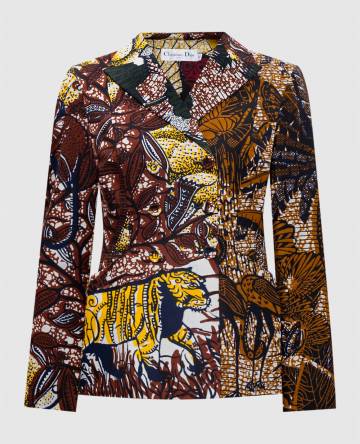 Коричневый двубортный жакет в принт Toile de Jouy Tropicalia Коричневый двубортный жакет в принт Toile de Jouy Tropicalia