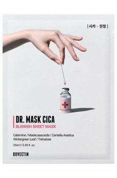 Успокаивающая и восстанавливающая тканевая маска для лица Rovectin Dr. Mask Cica с центелой, 25 мл
