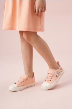 Низькі кеди на липучці з мотивом лапок - рожевий