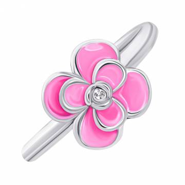 Каблучка UmaUmi Flowers Піон з рожевою емаллю та фіанітом (2210000018419) Каблучка UmaUmi Flowers Піон з рожевою емаллю та фіанітом (2210000018419)