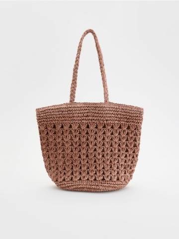 Reserved - Плетена сумка-шоппер - пильно-рожевий - 394CN-39X Reserved - Плетена сумка-шоппер - пильно-рожевий - 394CN-39X