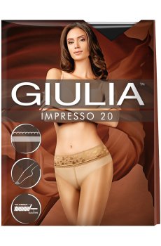 Классические колготки женские Giulia Impresso с кружевным поясом, 20 DEN, Nero, размер 4