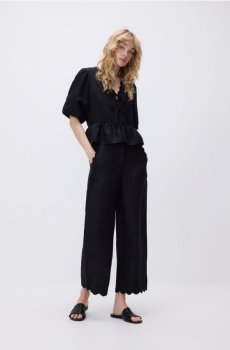 Reserved - Штани з високим вмістом льону - чорний - 931JJ-99X