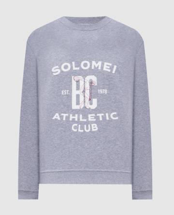 Серый меланжевый свитшот с принтом