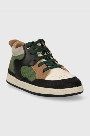 Детские кожаные полуботинки Shoo Pom цвет зелёный