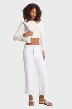 Женские белые джинсы FRAYED WB CROP FLARE JEAN Белый 36 Michael Kors MS4904P80V