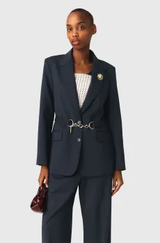 Женский темно-синий шерстяной жакет Синий 34 MAJE MFPVE00754_Navy