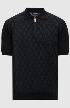 Черное поло с шелком в узоре