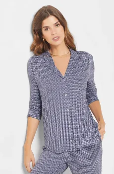 Женская синяя рубашка с узором VIKENTIA Синий XL Etam 6542677