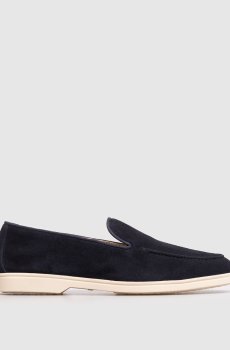 Синие замшевые лоферы с логотипом
