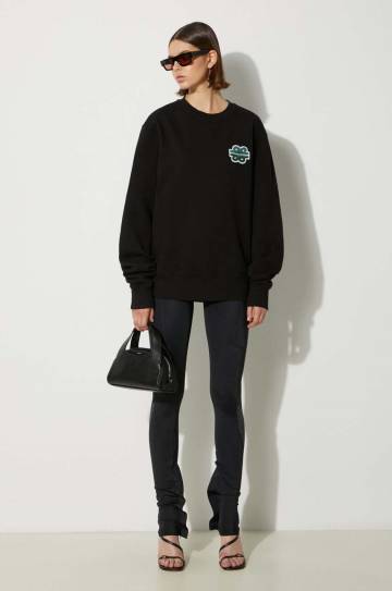 Хлопковая кофта Filling Pieces Gowtu цвет чёрный с аппликацией 74533921861