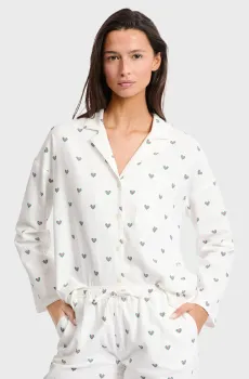 Женская белая пижама с узором (рубашка, брюки) MILO Белый L Etam 6556188