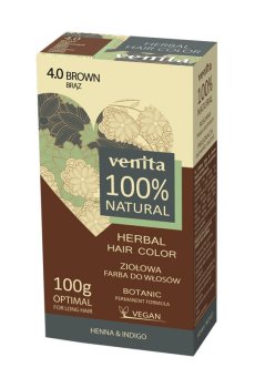 Растительная краска для волос Venita Natural Herbal Hair Color 100% Natural 4.0 Brown, 100 г