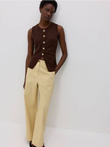 Reserved - Широкі штани з бавовни - пшеничний - YT220-12X Reserved - Широкі штани з бавовни - пшеничний - YT220-12X