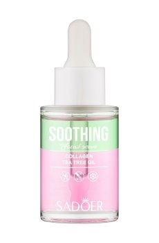 Двухфазная успокаивающая сыворотка для лица Sadoer Soothing Facial Serum pH 5.5 с коллагеном и маслом чайного дерева, 30 мл