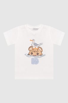 Детская белая футболка с принтом и логотипом DG