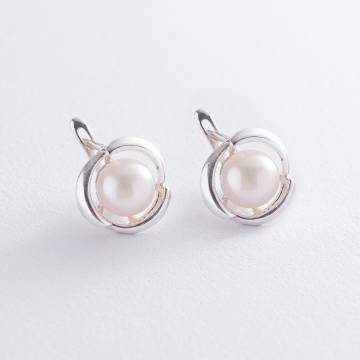 Серебряные серьги с культ. пресн. жемчугом 12828 Серебряные серьги с культ. пресн. жемчугом 12828
