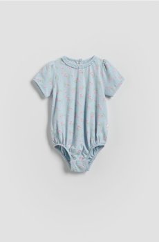 Reserved - Бавовняне боді з квітковим принтом - блідо-блакитний - 879CY-05X