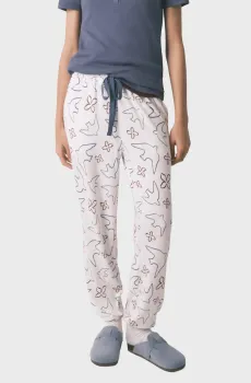 Женские белые брюки с узором Белый XL womensecret 3703227