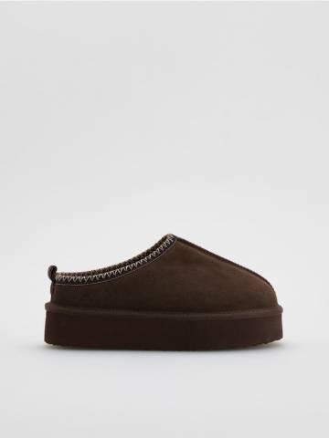 Reserved - Замшеві клогі на платформі - темно коричневий - 170FF-89X Reserved - Замшеві клогі на платформі - темно коричневий - 170FF-89X