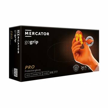 Перчатки нитриловые универсальные Mercator GoGrip Pro неприпудренные, нестерильные, размер L, Orange, 50 шт