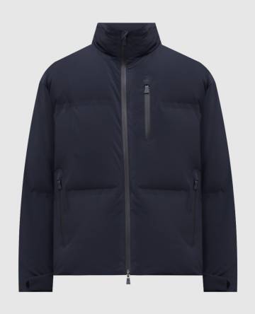 Синяя пуховая куртка с логотипом