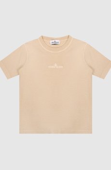 Детская бежевая футболка с вышивкой логоттипа