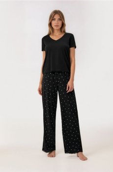 Двокомплектна піжама з домішкою віскози - чорний