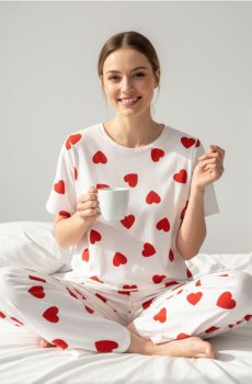 Піжамний комплект із двох предметів із мотивом «серце» - білий