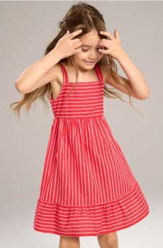 Бавовняна сукня на бретелях у смужку - різнобарвний