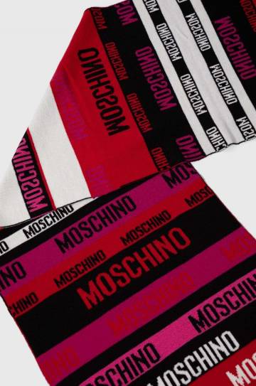 Шерстяной шарф Moschino цвет фиолетовый узорный Шерстяной шарф Moschino цвет фиолетовый узорный