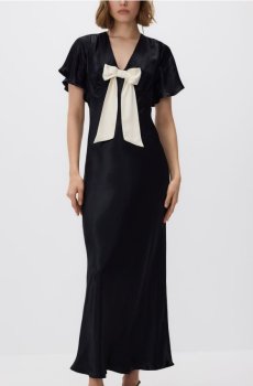 Reserved - Атласна сукня з бантом - чорний - 461IM-99X