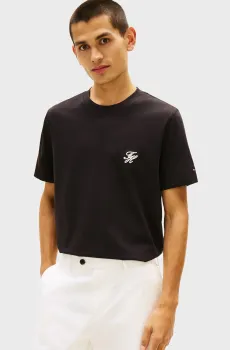 Мужская черная футболка SCRIPT Черный M Tommy Hilfiger MW0MW43066