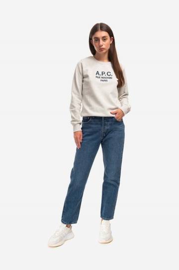 Хлопковая кофта A.P.C. Sweat Tina женская цвет синий с аппликацией COEZD.F27561-MARINE Хлопковая кофта A.P.C. Sweat Tina женская цвет синий с аппликацией COEZD.F27561-MARINE