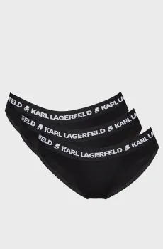 Женские черные трусики (3 шт) LOGO BRIEF Черный M Karl Lagerfeld 246W2112