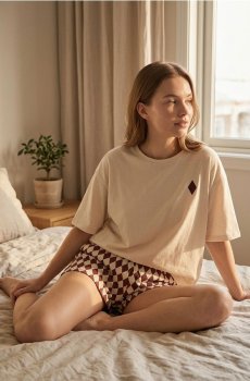 Піжамний комплект з двох предметів з принтом - червоний