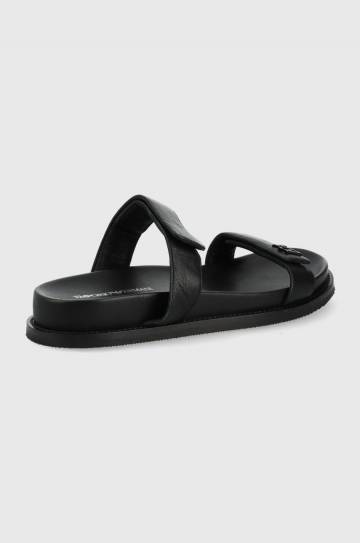 Кожаные шлепанцы Emporio Armani женские цвет чёрный Кожаные шлепанцы Emporio Armani женские цвет чёрный