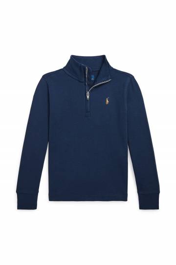 Детская хлопковая кофта Polo Ralph Lauren цвет синий однотонная 322952436001 Детская хлопковая кофта Polo Ralph Lauren цвет синий однотонная 322952436001