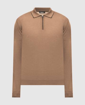 Коричневое поло из шерсти, шелка и кашемира
