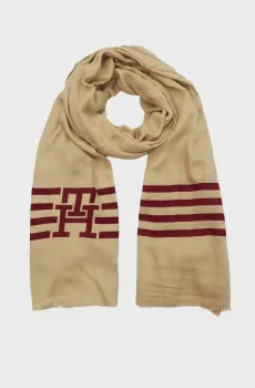 Женский бежевый шарф TH NAVAL Бежевый ONESIZE Tommy Hilfiger AW0AW16644