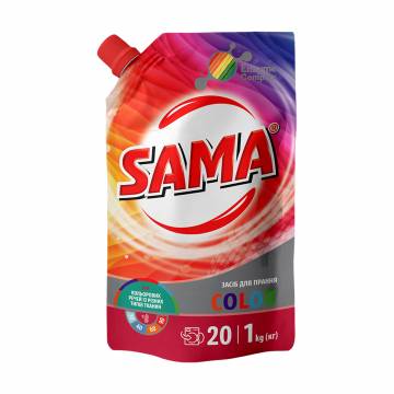 Средство для стирки цветных вещей из разных типов тканей Sama Color 20 стирок, 1 кг Средство для стирки цветных вещей из разных типов тканей Sama Color 20 стирок, 1 кг