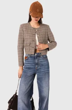 Женский шерстяной жакет с узором Разноцветный 36 MAJE MFPVE00716_Beige