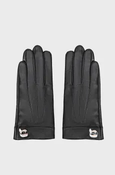 Женские черные кожаные перчатки K IKONIK 2.0 LEATHER FF GLOVE Черный L Karl Lagerfeld 246W3607