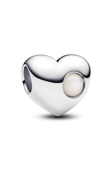 Намистина "Серце з білим каменем" для гравіювання