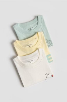 Reserved - Бавовняна футболка, набір з 3 - кремовий - 976IS-01X