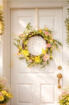 Весняний декоративний вінок - різнобарвний
