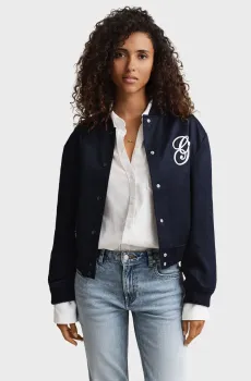 Женский темно-синий бомбер SATIN VARSITY Синий L Gant 4700415
